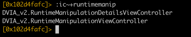 Checking the runtime manipulation-related classes by filtering them with the :ic~+runtimemanip command