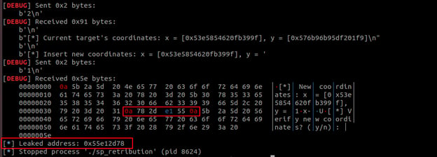 A screenshot of the partial base address of the stack where the last 2 bytes are unknown