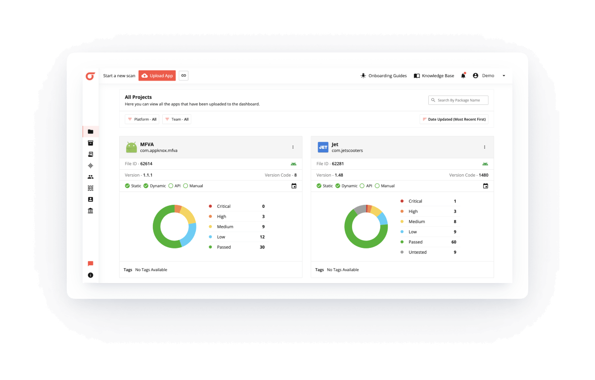 A screenshot of Appknox's intuitive dashboard