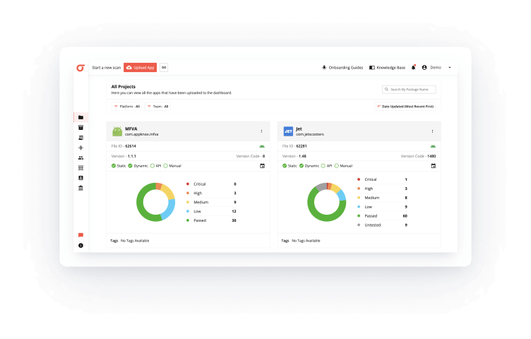 Intuituve dashboard of Appknox, the top Checkjmarx alternative