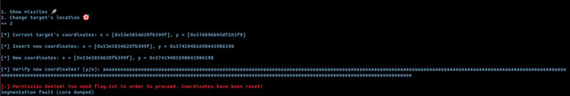 Error messaging showing that the application is vulnerable to stack overflow - Bypassing PIE, NX & ASLR