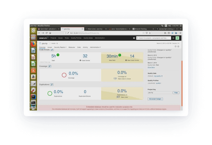 SonarQube's dashboard