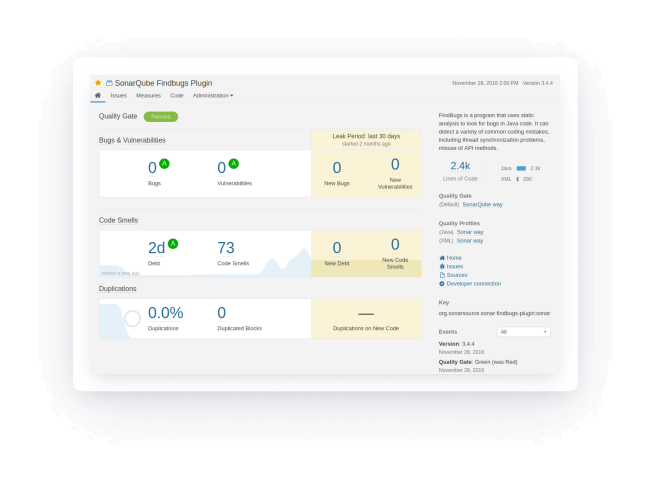 SonarQube's dashboard